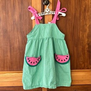 Stitchy Fish Boutique Girls Green & Pink Sundress Watermelon Pockets dress 4T